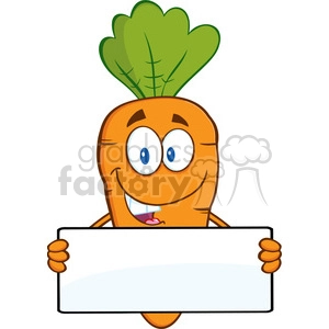 Royalty Free RF Clipart Illustration Funny Carrot Cartoon Character Holding A Banner