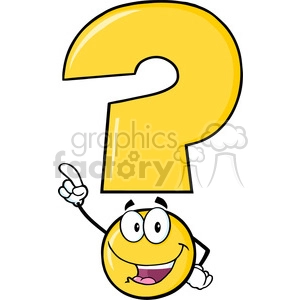 6258 Royalty Free Clip Art Happy Yellow Question Mark Cartoon Character Pointing With Finger