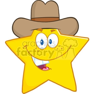 6717 Royalty Free Clip Art Smiling Star Cartoon Mascot Character With Cowboy Hat