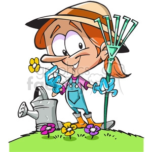 cartoon gardener holding a rake