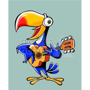 cartoon parrot playing a guitar