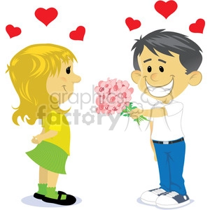 boy and girl dating cartoon vector
