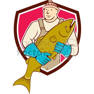 fishmonger holding salmon flish SHIELD