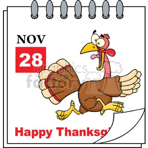 Royalty Free RF Clipart Illustration Thanksgiving Holiday Calendar With Cartoon Turkey Escape
