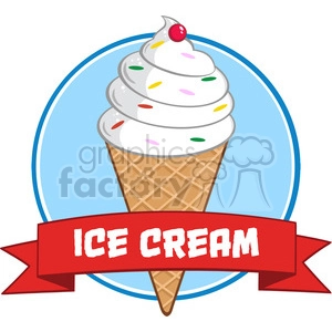 Royalty Free RF Clipart Illustration Ice Cream Cone Circle Banner With Text