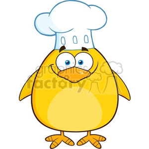 8609 Royalty Free RF Clipart Illustration Chef Yellow Chick Cartoon Character Vector Illustration Isolated On White