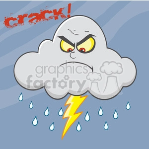 7030 Royalty Free RF Clipart Illustration Angry Cloud With Lightning And Rain