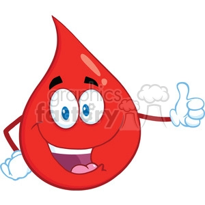 Royalty Free RF Clipart Illustration Red Blood Drop Cartoon Mascot Character Giving A Thumb Up