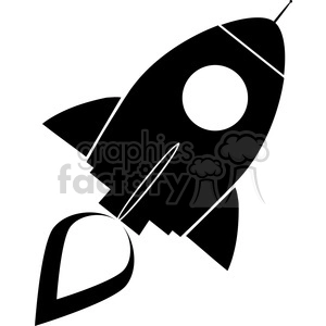 8305 Royalty Free RF Clipart Illustration Black Retro Rocket Ship Concept Vector Illustration