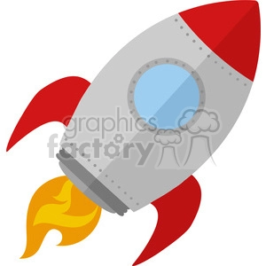 8301 Royalty Free RF Clipart Illustration Rocket Ship Start Up Concept Flat Style Vector Illustration