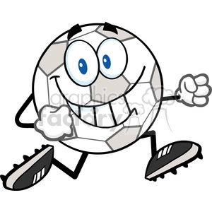Royalty Free RF Clipart Illustration Smiling Soccer Ball Cartoon Character Running