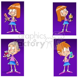 reida a red hair cartoon character clip art image set
