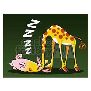 jeffery the cartoon giraffe character sleeping