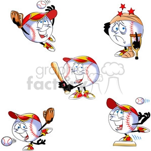 cartoon baseball mascot set no background