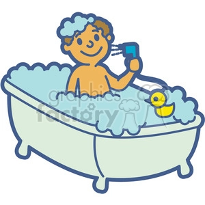 boy taking a bath cartoon