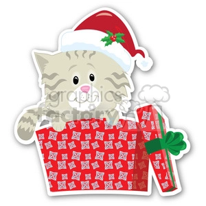 christmas kitten gift sticker