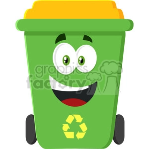 royalty free rf clipart illustration happy green recycle bin cartoon character modern flat design illustration isolated on white background