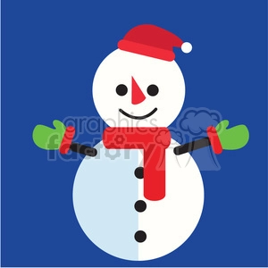 snowman with red scarf on blue square icon vector art