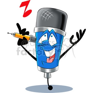 cartoon microphone mascot character singing