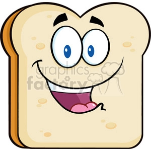 illustration happy bread slice cartoon character vector illustration isolated on white background
