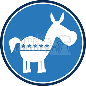 democrat donkey blue circle label vector illustration flat design style isolated on white