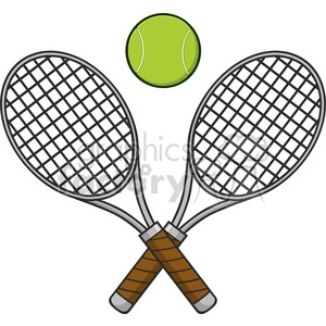 crossed racket and tennis ball vector illustration isolated on white