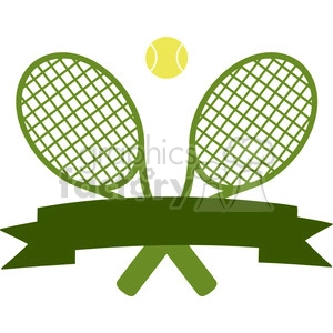 crossed racket and tennis ball logo design green label vector illustration isolated on white