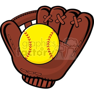 baseball glove and yellow softball vector illustration isolated on white background