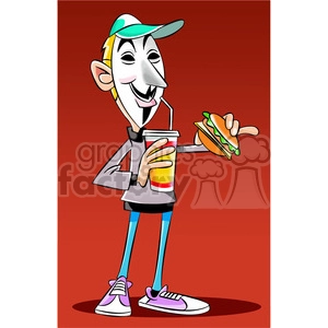 vector clipart image of anonymous person eating lunch