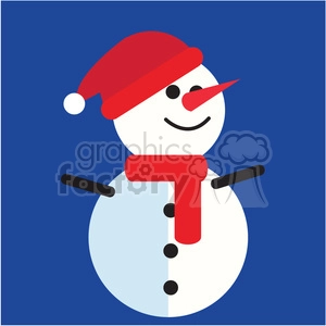 snowman with santa hat on blue square icon vector art