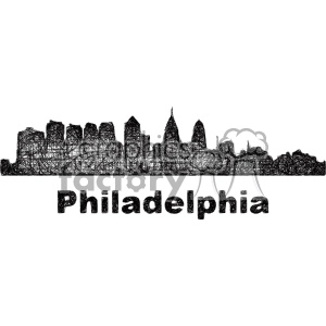 black and white city skyline vector clipart USA Philadelphia