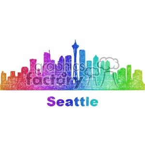 city skyline vector clipart USA Seattle
