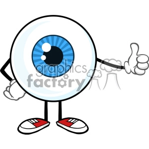 Blue Eyeball Guy Cartoon Mascot Character Giving A Thumb Up Vector