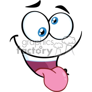 10873 Royalty Free RF Clipart Mad Cartoon Funny Face With Crazy Expression And Protruding Tongue Vector Illustration