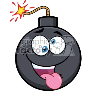 Royalty Free RF Clipart Crazy Bomb Face Cartoon Mascot Character With Expressions Vector Illustration