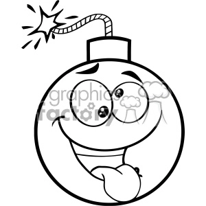 Black And White Crazy Bomb Face Cartoon Mascot Character With Expressions Vector Illustration