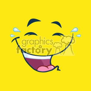 10878 Royalty Free RF Clipart Laugh Cartoon Funny Face With Smiley Expression Vector With Lemon Yellow Background
