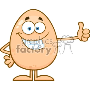 10944 Royalty Free RF Clipart Smiling Egg Cartoon Mascot Character Showing Thumbs Up Vector Illustration