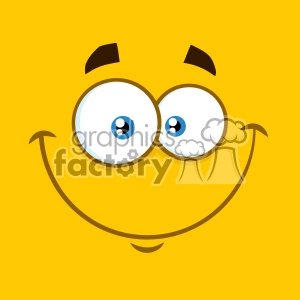 10892 Royalty Free RF Clipart Smiling Cartoon Square Emoticons With Happy Expression Vector With Yellow Background