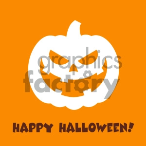 Evil Halloween Pumpkin Cartoon Emoji Face Character Vector Illustration Flat Design Style With Background And Text Happy Halloween_1