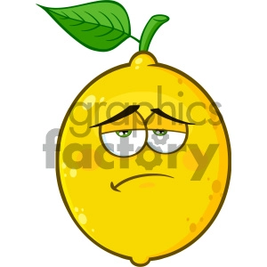 Royalty Free RF Clipart Illustration Sadness Yellow Lemon Fruit Cartoon Emoji Face Character With Expression Vector Illustration Isolated On White Background