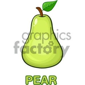 Royalty Free RF Clipart Illustration Green Pear Fruit With Green Leaf Cartoon Drawing Simple Design Vector Illustration Isolated On White Background With Text Pear