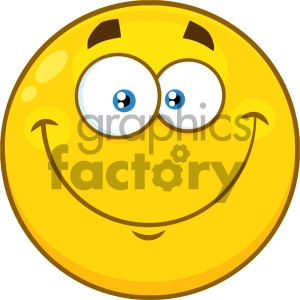 Royalty Free RF Clipart Illustration Smiling Yellow Cartoon Smiley Face Character With Happy Expression Vector Illustration Isolated On White Background