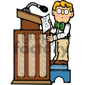 child reading at a podium clipart