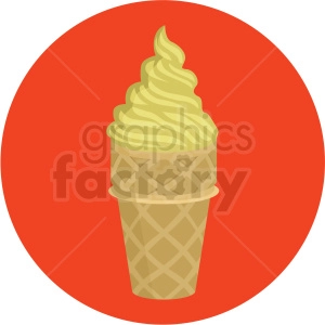 vanilla ice cream cone vector flat icon clipart with circle background