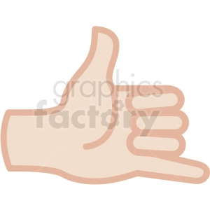 white hand hang loose gesture vector icon