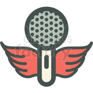 microphone with wings vector icon image