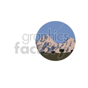 mountains with field scene circle design