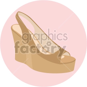 womans wedge shoe on pink circle background