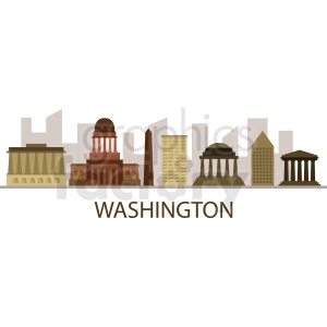 downtown washington city skyline vector design with label